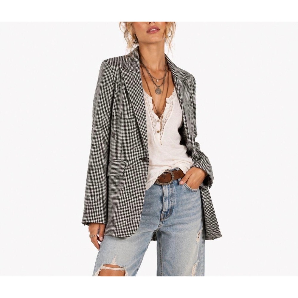 Lane Bryant The Bryant Blazer 16 Black White Houndstooth Capsule Wardrobe Office